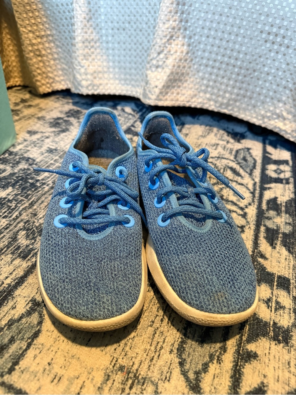 allbirds Blue Knit Lace-Up Athletic Shoes